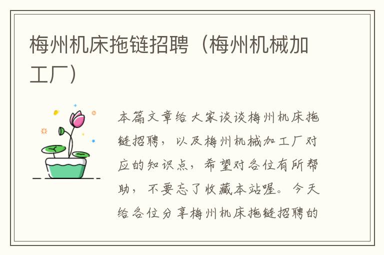 梅州机床拖链招聘(梅州机械加工厂)