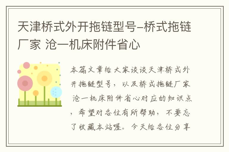 天津桥式外开拖链型号-桥式拖链厂家 沧一机床附件省心