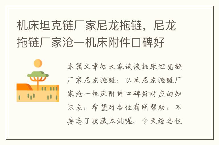 机床坦克链厂家尼龙拖链,尼龙拖链厂家沧一机床附件口碑好