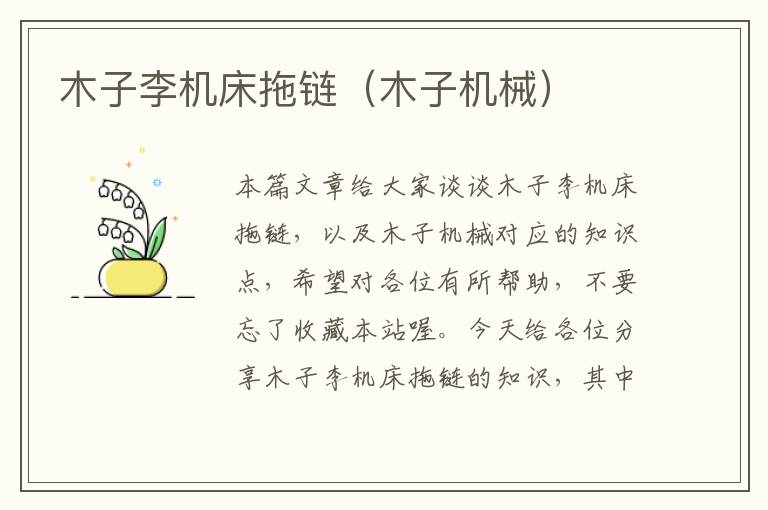 木子李机床拖链(木子机械)