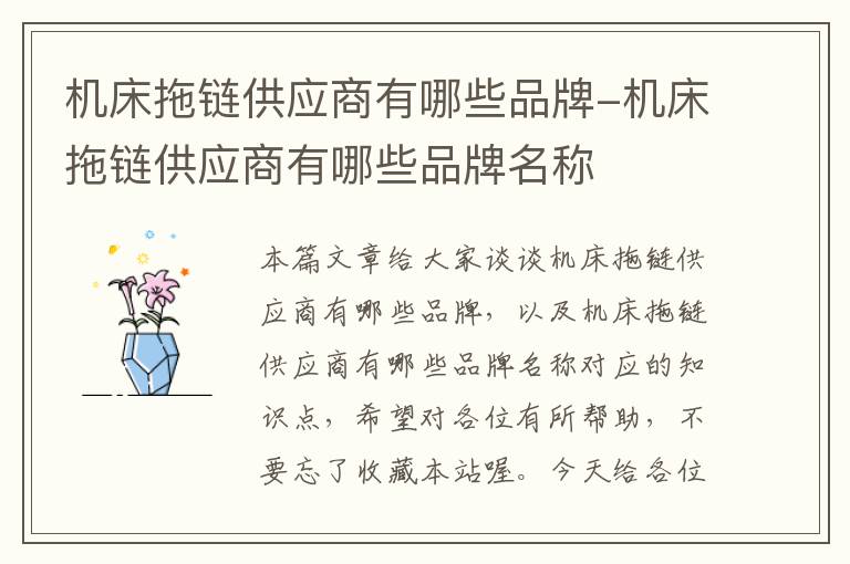 机床拖链供应商有哪些品牌-机床拖链供应商有哪些品牌名称
