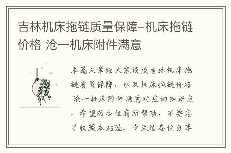 吉林机床拖链质量保障-机床拖链价格 沧一机床附件满意