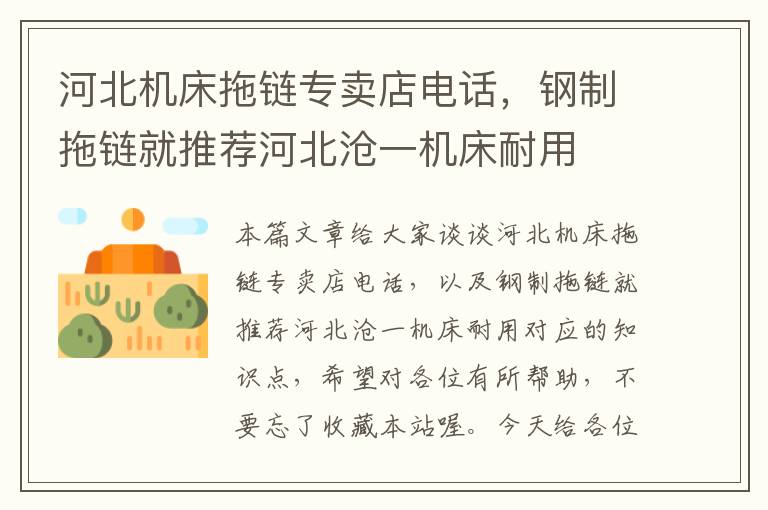 河北机床拖链专卖店电话,钢制拖链就推荐河北沧一机床耐用