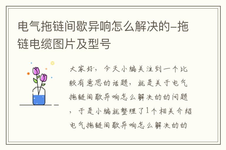 电气拖链间歇异响怎么解决的-拖链电缆图片及型号