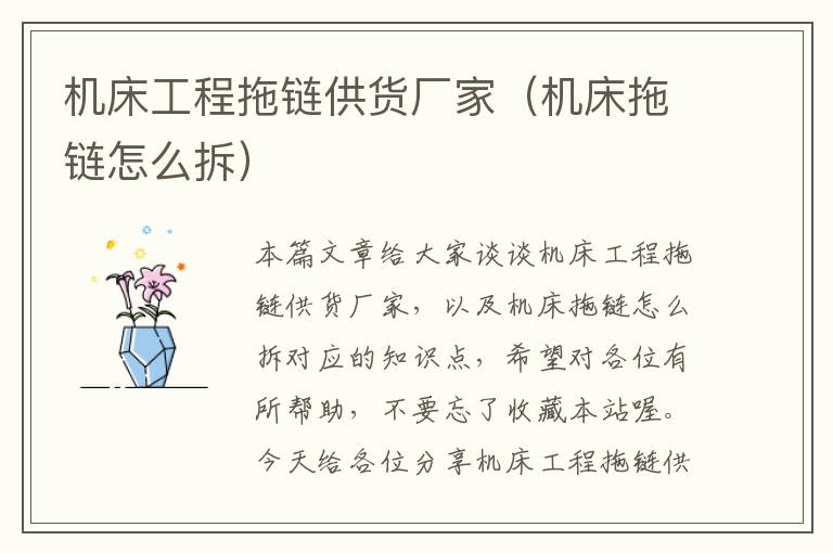 机床工程拖链供货厂家(机床拖链怎么拆)