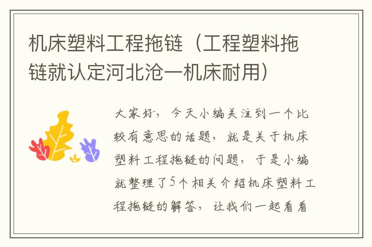 机床塑料工程拖链(工程塑料拖链就认定河北沧一机床耐用)