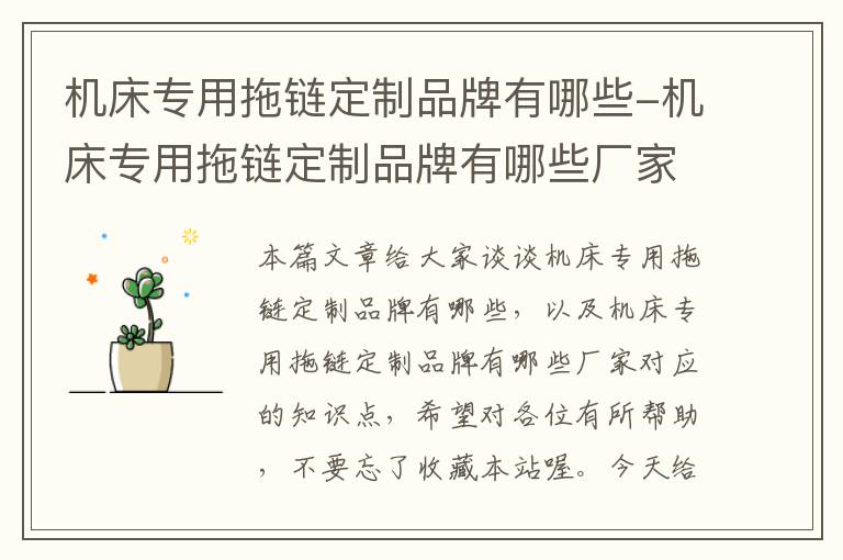 机床专用拖链定制品牌有哪些-机床专用拖链定制品牌有哪些厂家