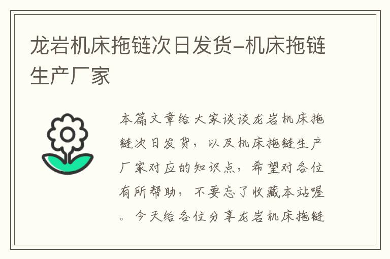 龙岩机床拖链次日发货-机床拖链生产厂家