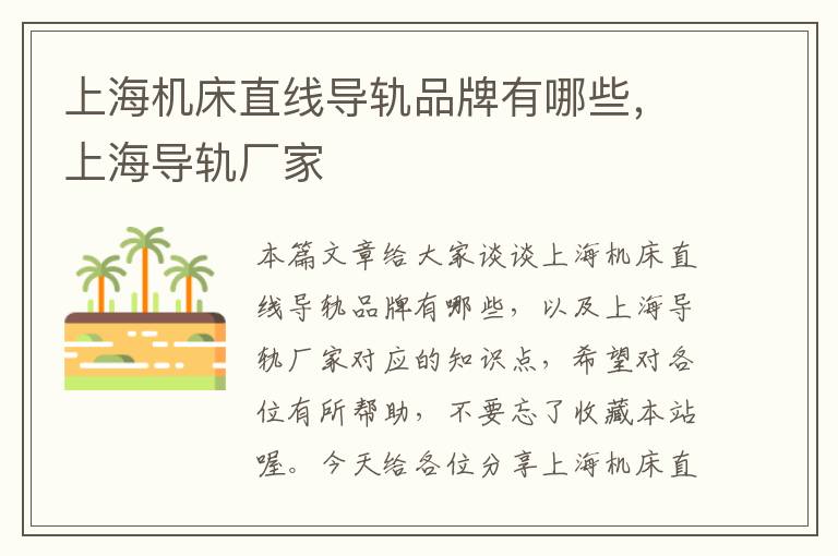 上海机床直线导轨品牌有哪些,上海导轨厂家