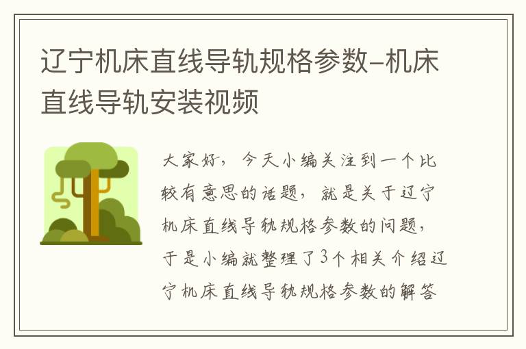 辽宁机床直线导轨规格参数-机床直线导轨安装视频