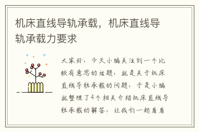 机床直线导轨承载,机床直线导轨承载力要求