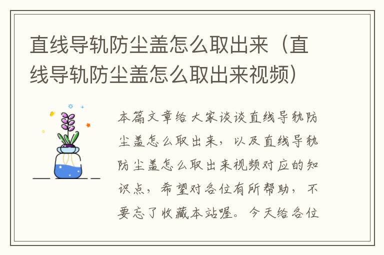 直线导轨防尘盖怎么取出来(直线导轨防尘盖怎么取出来视频)