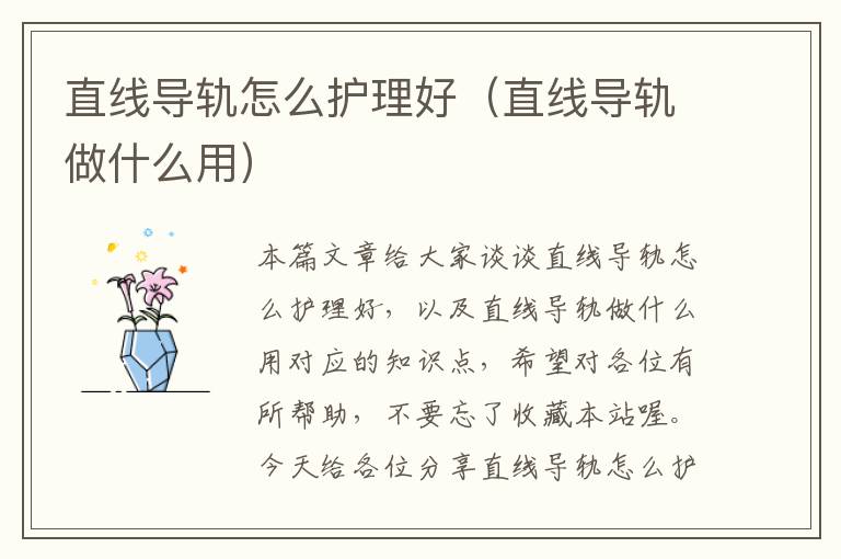 直线导轨怎么护理好(直线导轨做什么用)