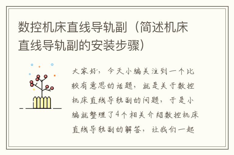 数控机床直线导轨副(简述机床直线导轨副的安装步骤)