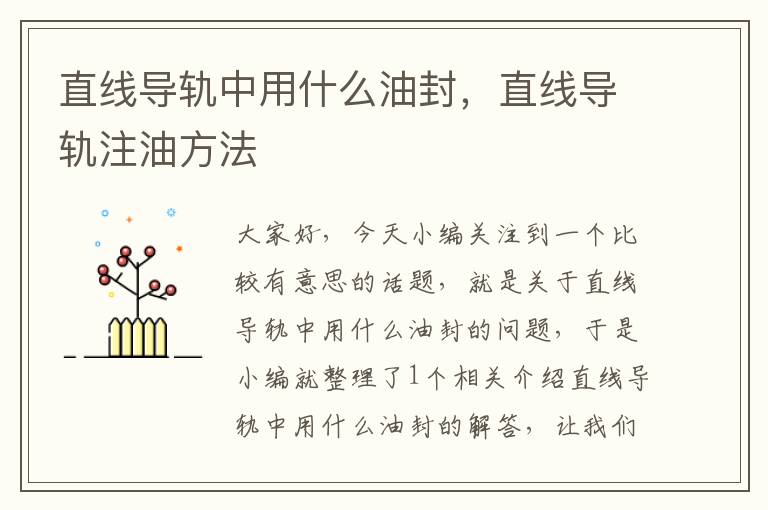 直线导轨中用什么油封,直线导轨注油方法