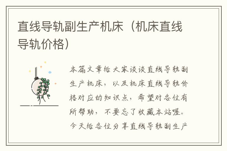 直线导轨副生产机床(机床直线导轨价格)