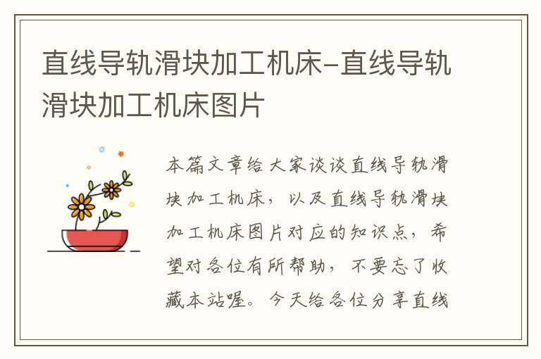 直线导轨滑块加工机床-直线导轨滑块加工机床图片