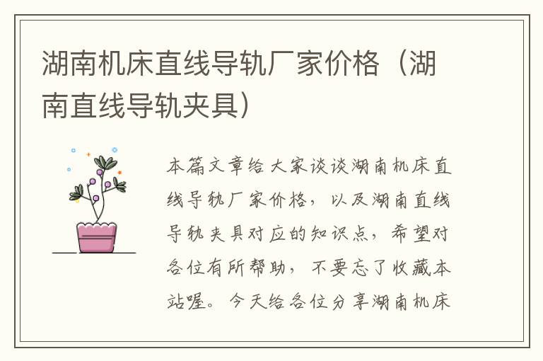 湖南机床直线导轨厂家价格(湖南直线导轨夹具)