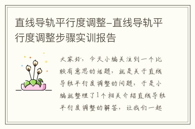 直线导轨平行度调整-直线导轨平行度调整步骤实训报告