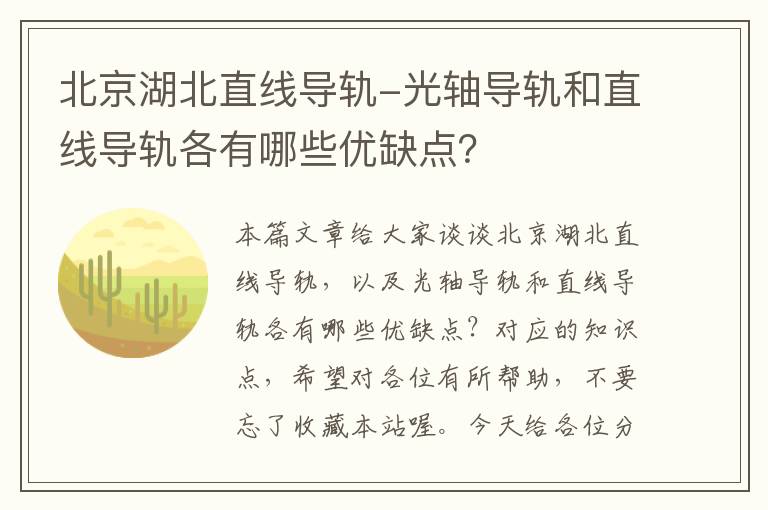 北京湖北直线导轨-光轴导轨和直线导轨各有哪些优缺点?