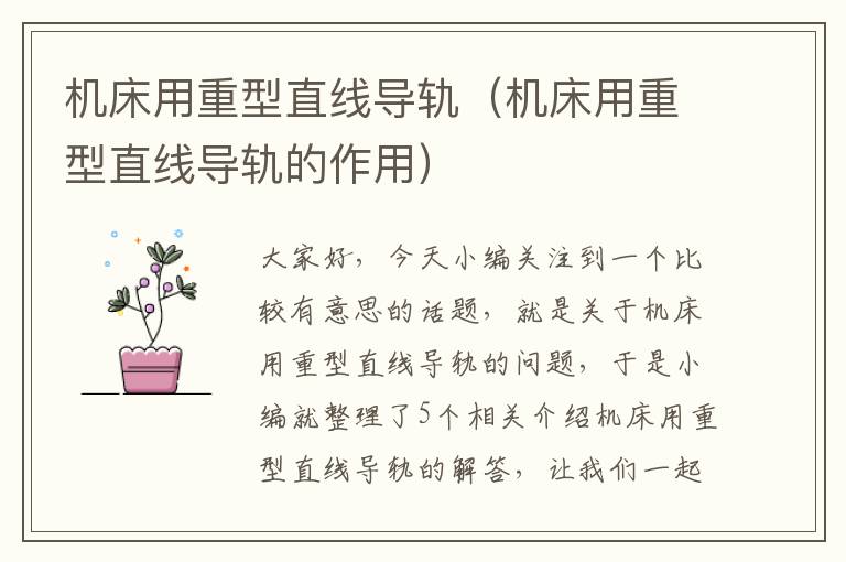 机床用重型直线导轨(机床用重型直线导轨的作用)
