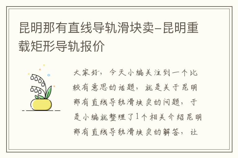 昆明那有直线导轨滑块卖-昆明重载矩形导轨报价