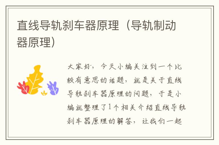 直线导轨刹车器原理(导轨制动器原理)