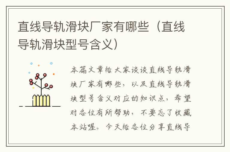 直线导轨滑块厂家有哪些(直线导轨滑块型号含义)