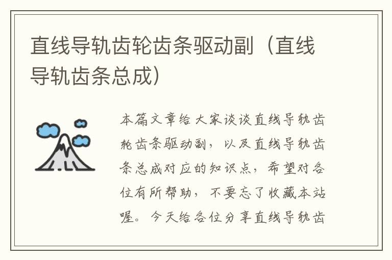 直线导轨齿轮齿条驱动副(直线导轨齿条总成)