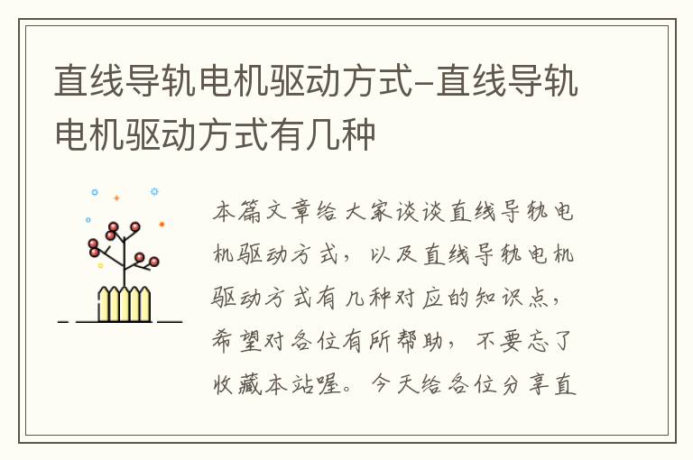 直线导轨电机驱动方式-直线导轨电机驱动方式有几种