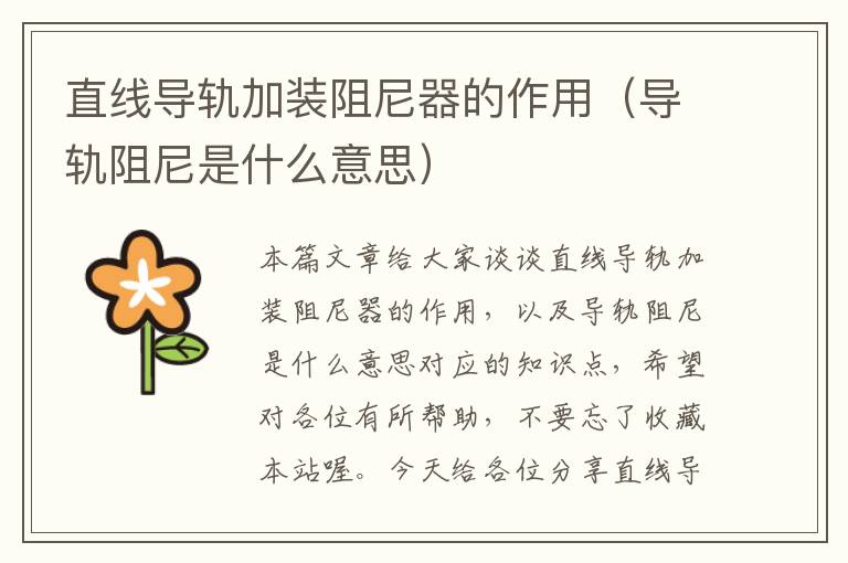 直线导轨加装阻尼器的作用(导轨阻尼是什么意思)