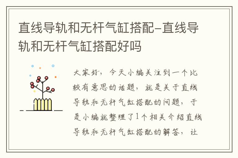 直线导轨和无杆气缸搭配-直线导轨和无杆气缸搭配好吗