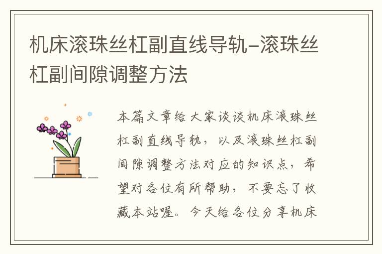 机床滚珠丝杠副直线导轨-滚珠丝杠副间隙调整方法