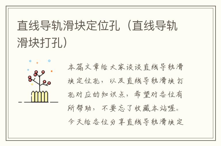 直线导轨滑块定位孔(直线导轨滑块打孔)