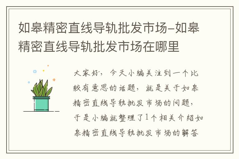 如皋精密直线导轨批发市场-如皋精密直线导轨批发市场在哪里