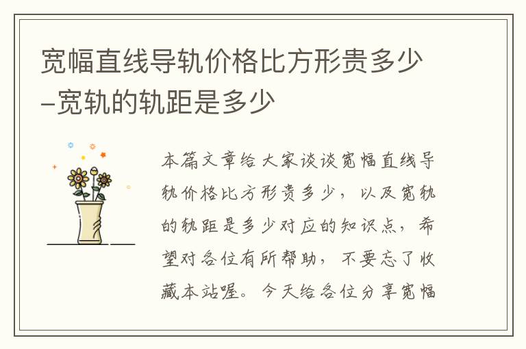 宽幅直线导轨价格比方形贵多少-宽轨的轨距是多少