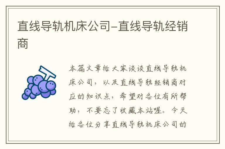 直线导轨机床公司-直线导轨经销商