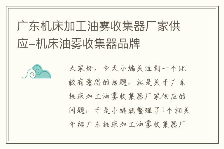 广东机床加工油雾收集器厂家供应-机床油雾收集器品牌