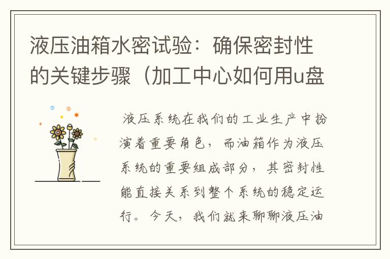液压油箱水密试验:确保密封性的关键步骤(加工中心如何用u盘传程序)