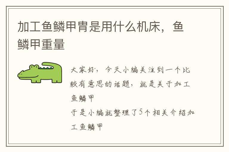 加工鱼鳞甲胄是用什么机床,鱼鳞甲重量