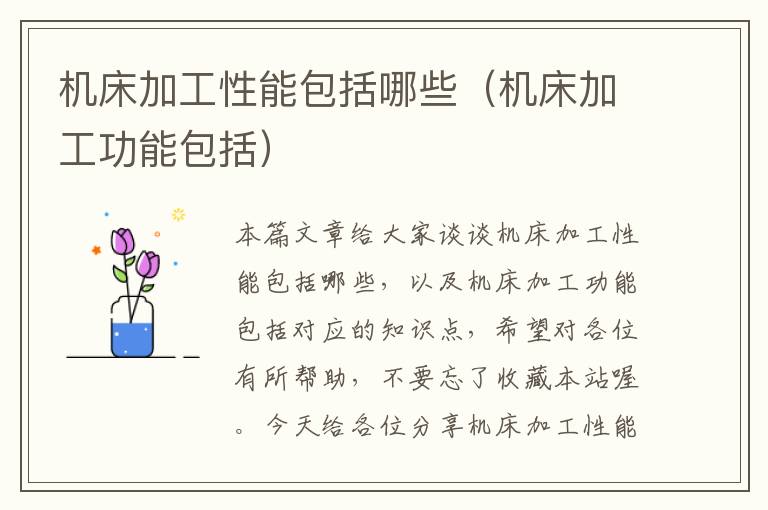机床加工性能包括哪些(机床加工功能包括)