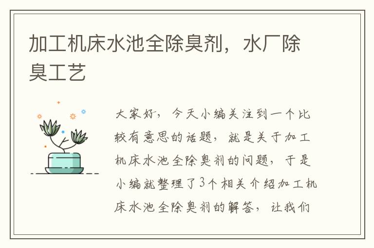 加工机床水池全除臭剂,水厂除臭工艺