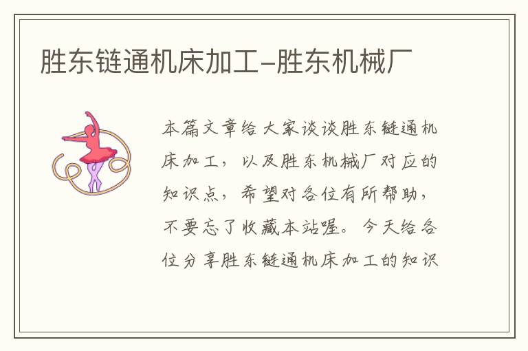 胜东链通机床加工-胜东机械厂