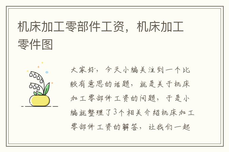 机床加工零部件工资,机床加工零件图