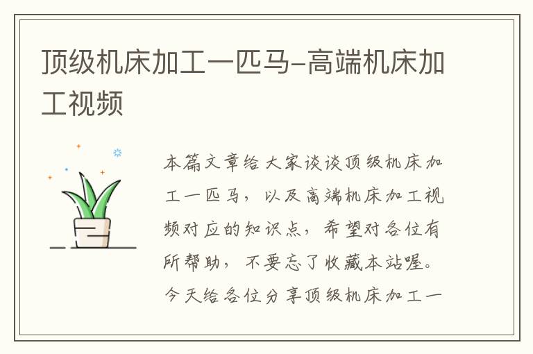 顶级机床加工一匹马-高端机床加工视频
