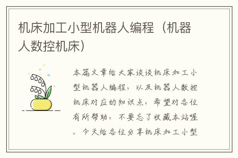 机床加工小型机器人编程(机器人数控机床)