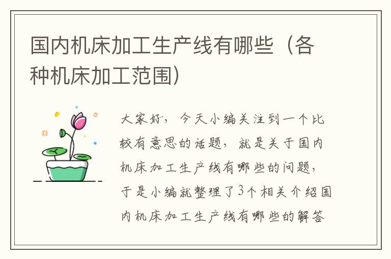 国内机床加工生产线有哪些(各种机床加工范围)