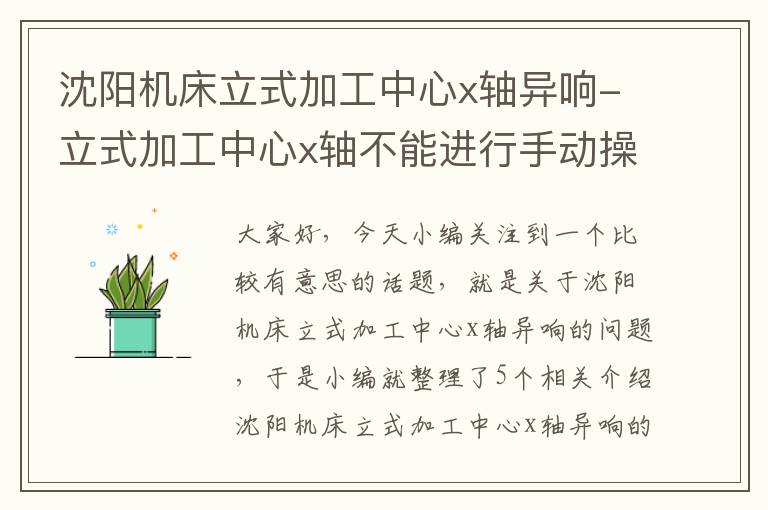 沈阳机床立式加工中心x轴异响-立式加工中心x轴不能进行手动操作