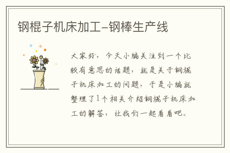 钢棍子机床加工-钢棒生产线