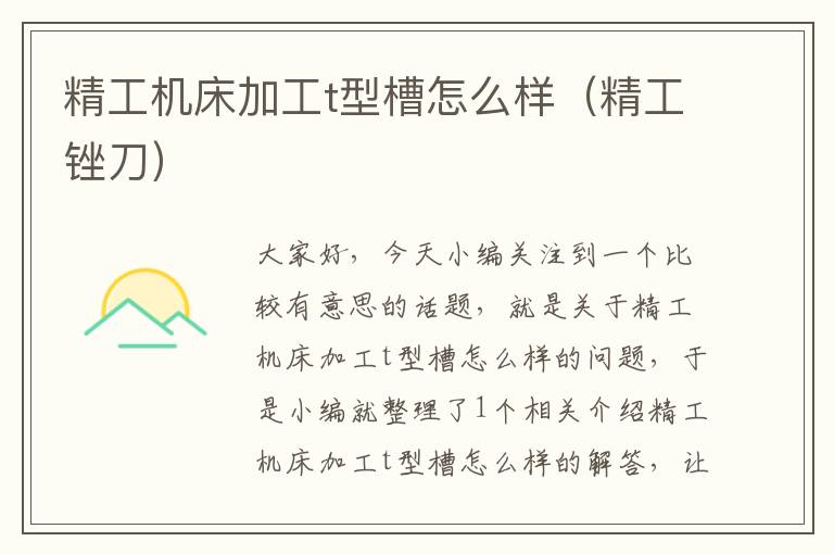 精工机床加工t型槽怎么样(精工锉刀)